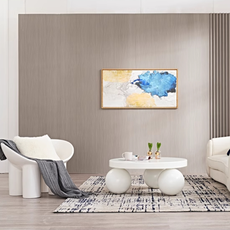 Modern Minimalist White Ball Coffee Table – Artistic Round Living Room Center Table, Funky Spherical Base