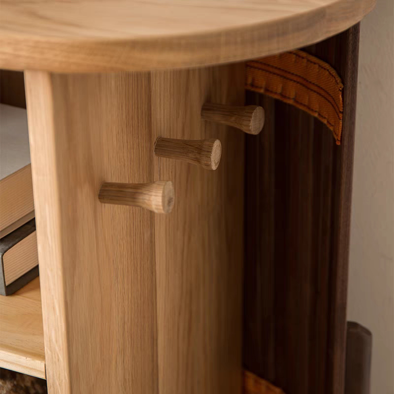 Modern Black Walnut Shoe Cabinet, Minimalist Small-Space Storage Entryway Organizer