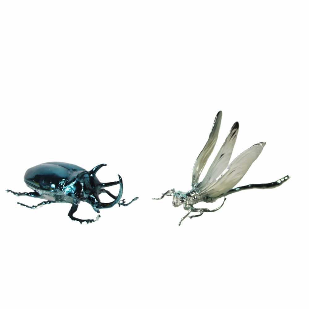 Luxury Metal Insect Sculpture Set – Dragonfly & Beetle Art Figurines for Living Room, Hotel & Home Decor
