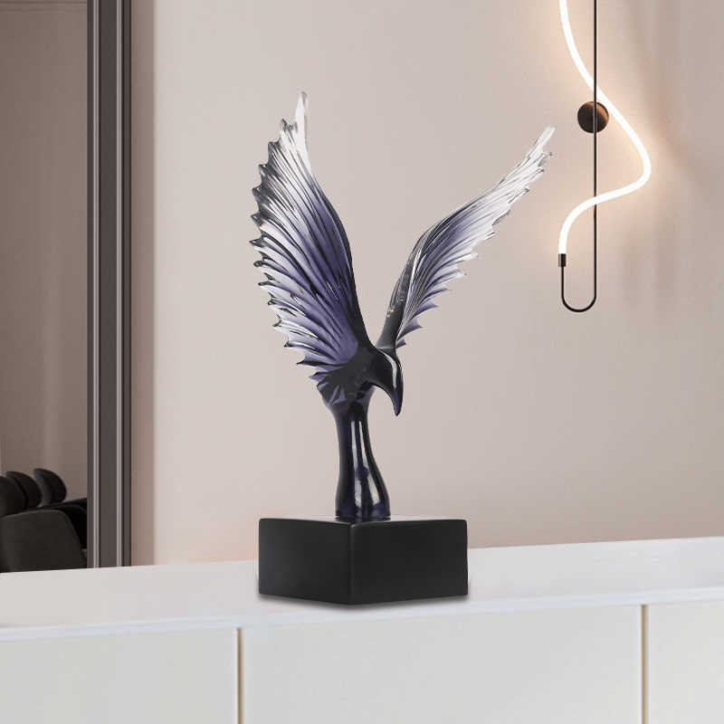 Modern Luxury Glass Eagle Sculpture – High-End Decor Accent for Wine Cabinet, Living Room, Office, or TV Console
