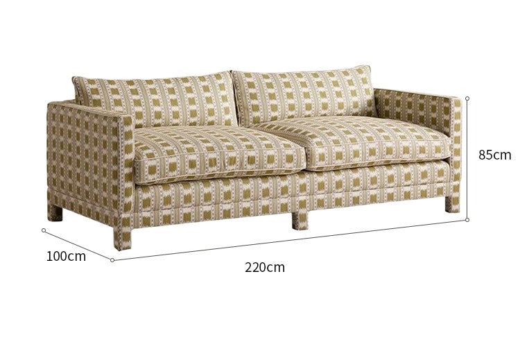 Mid Century Modern Vintage Fabric 3 Seater Sofa for Living Room – Artistic Retro Style Couch for Apartments and Villas