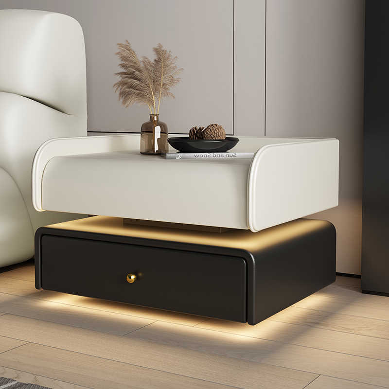 Smart Floating Nightstand – Modern Cream Minimalist Design with Wireless Charging & LED Accent Lighting, Password Lock Security