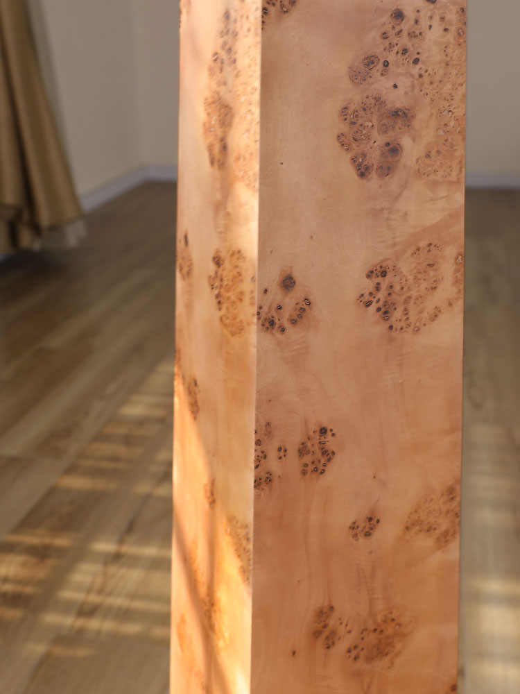 Solid Wood Burl Floor Lamp, Retro Art Standing Light for Hotel Lobby, Villa, or Living Room (Luxury Ash Wood)