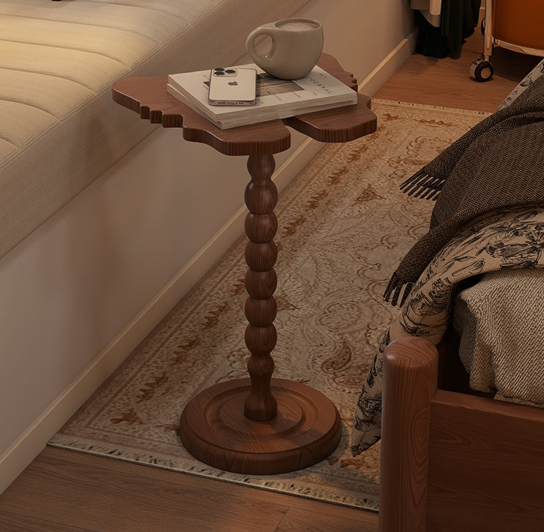 Vintage Solid Wood Side Table – Mid-Century Narrow Bedside Nightstand, Rustic Accent Table for Living Room, Bedroom, Balcony, Sofa, Coffee & Cup Table
