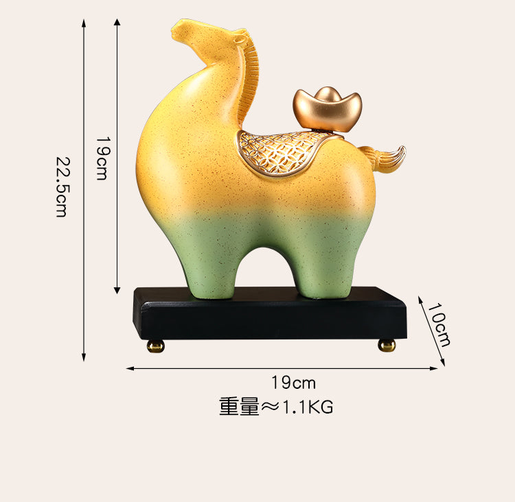 Galloping Success Fortune Horse Sculpture, Modern Luxury Wealth Decor for Living Room, Office, Entryway, Wine Cabinet – Housewarming/Opening Gift
