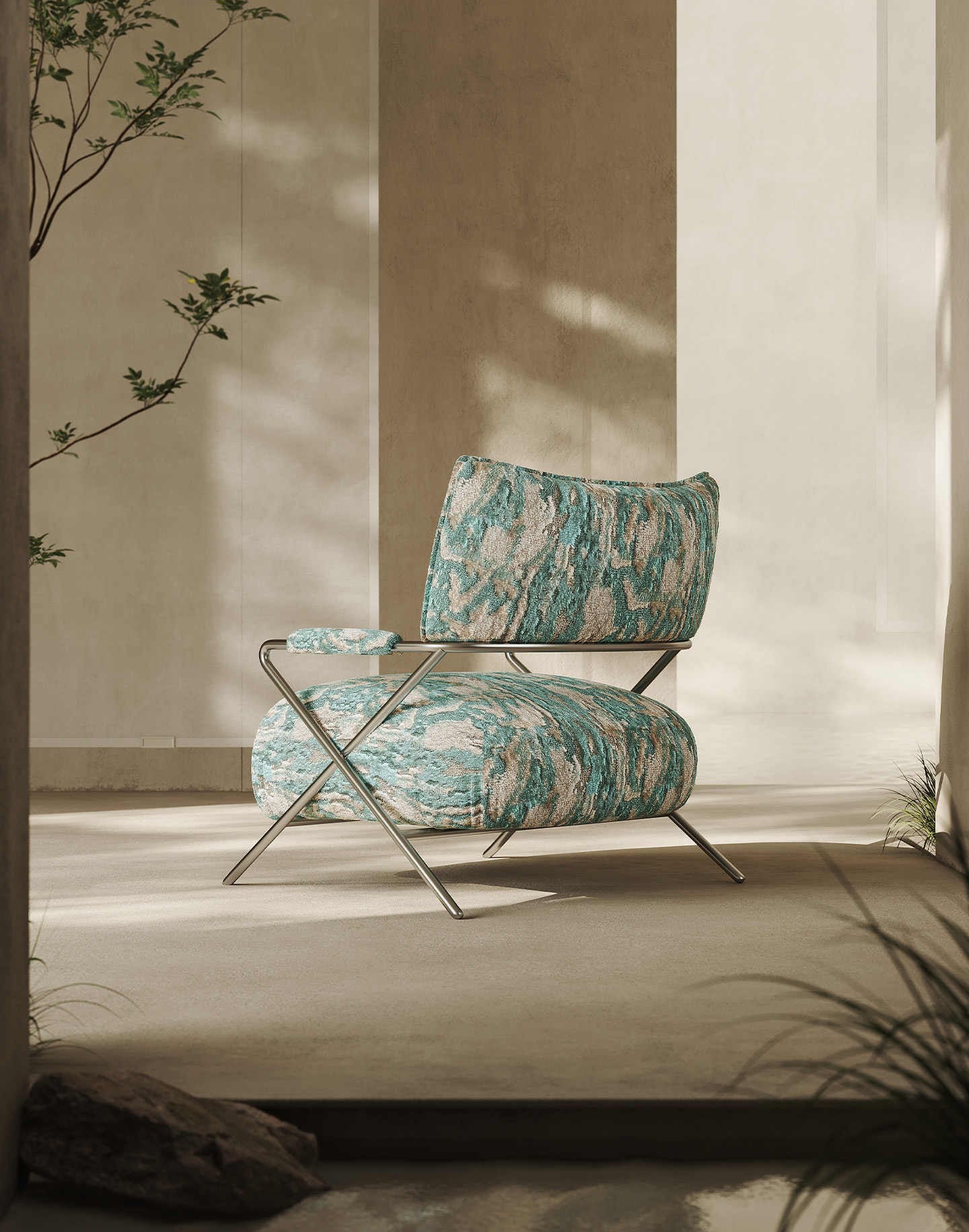 Modern Minimalist Accent Chair, Velvet Designer Single Sofa, Style Luxury Living Room Armchair