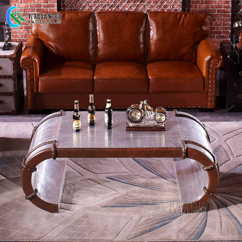 Vintage Industrial Designer Metal Coffee Table – KTV Bar Lounge Curved Aluminum Glass Table for Nightclub & Private Room