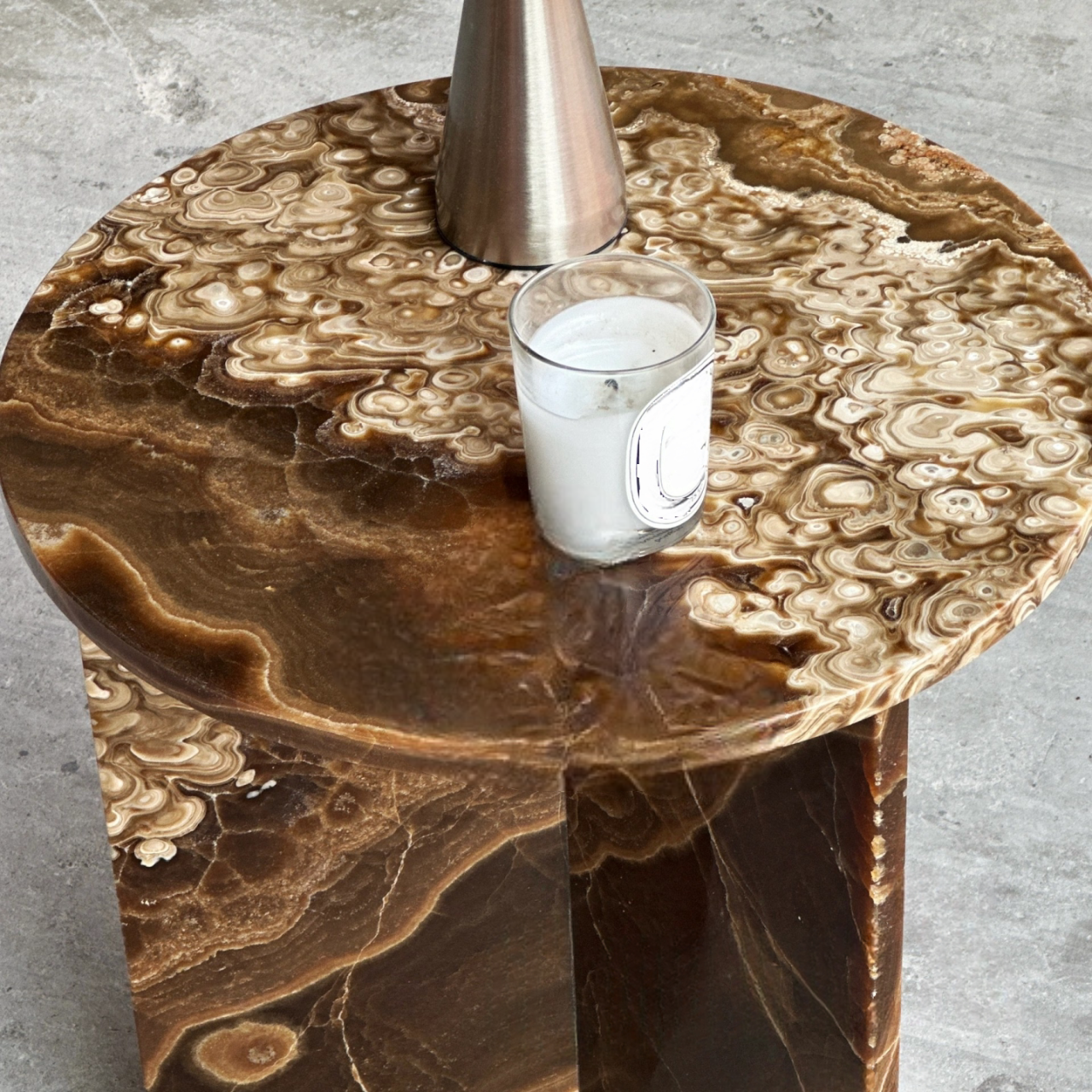 Vintage Creative Solid Marble Side Table – Custom Designer Pedestal Accent Table, Villa & Hotel Luxury
