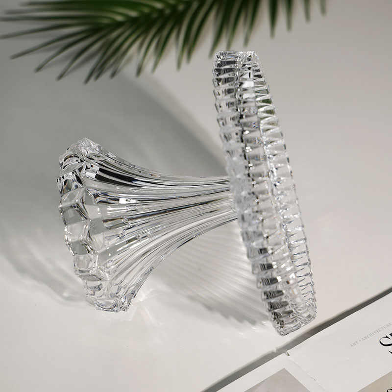 Premium Crystal Glass Cake Stand with Dome Cover, Ribbed Pedestal Dessert Plate for Cakes & Pastries, Clear Glass Cloche Server