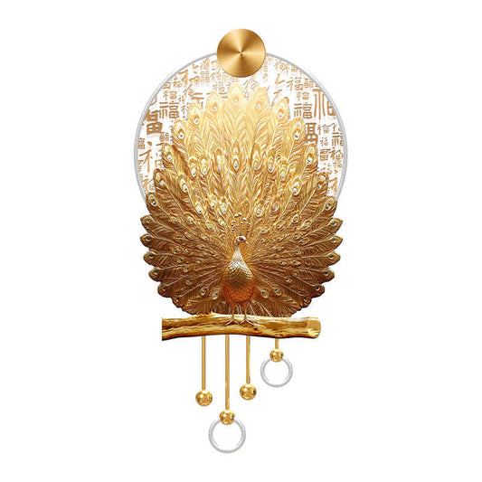 Luxury Gold Peacock LED Wall Art for Entryway, High-End 3D Corridor Hanging Painting with Remote, Modern Blessing Décor