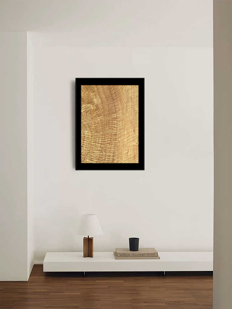 "Golden Phoebe Woodgrain" Vintage-Style Art Print, Silk & Micro-Spray Wall Art for Living Room, Dining Room & Entryway