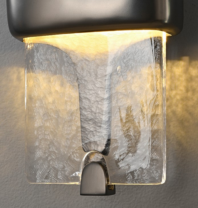 Vintage Torch Brass Crystal Glass Wall Sconce, Luxury LED Art Deco Accent Lamp for Living Room, Bedroom, Hallway