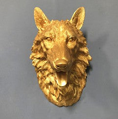 Gold Dog Zodiac Animal Head Wall Decor, Sculpture for Entryway, Living Room, Bar, Indoor/Outdoor