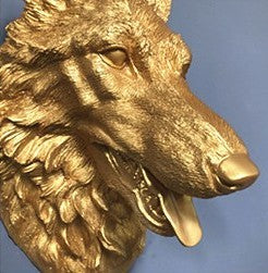 Gold Dog Zodiac Animal Head Wall Decor, Sculpture for Entryway, Living Room, Bar, Indoor/Outdoor