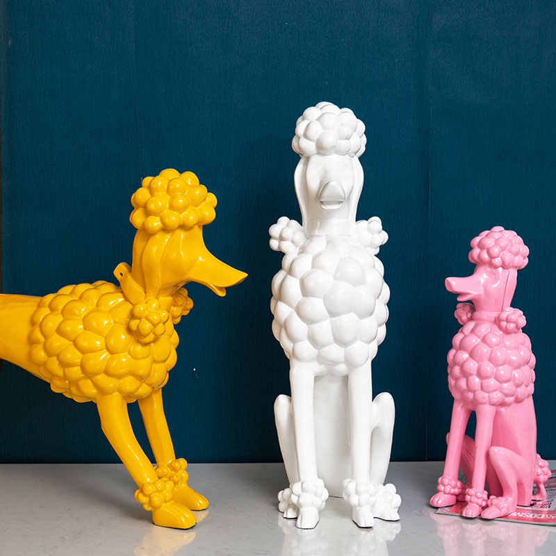 Modern White Poodle Dog Sculpture – Luxury Large Resin Figurine for Living Room, Entryway, or Office Décor