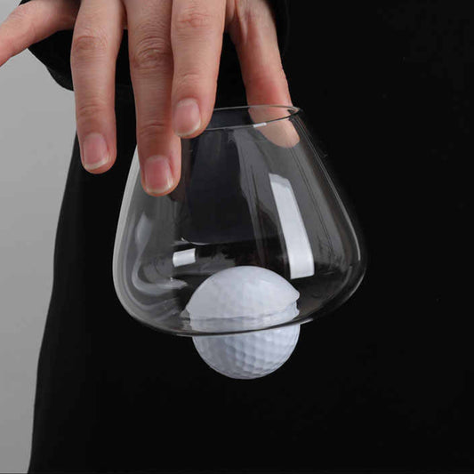 Golf Ball Whiskey Glass Set 375ml – Creative Home Bar Vintage Rocks Glass with Tilted Design, Old Fashioned Cocktail Tumbler, 2 Pack