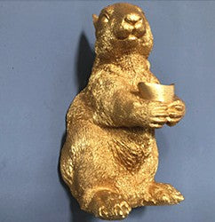 Gold Rat Zodiac Animal Head Wall Decor, Resin Sculpture for Entryway, Living Room, Bar, Indoor/Outdoor