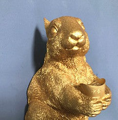 Gold Rat Zodiac Animal Head Wall Decor, Resin Sculpture for Entryway, Living Room, Bar, Indoor/Outdoor
