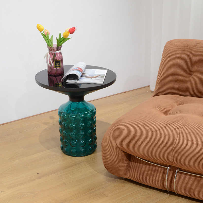 Nordic Designer Glass Side Table – Colorful Bell-Shaped Accent Table, Modern Minimalist Small Apartment Living Room Luxury