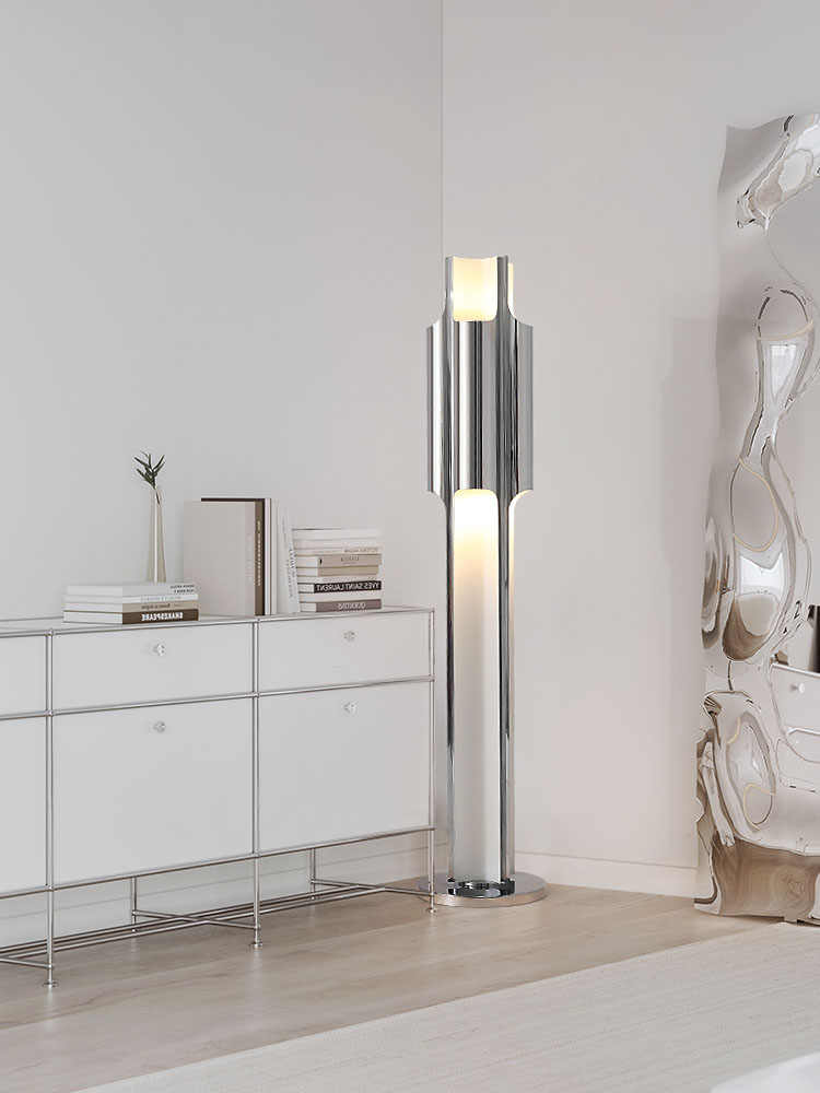Postmodern Minimalist Chrome LED Floor Lamp, Luxury Hotel/VIP Club/Showroom Custom Designer Lighting