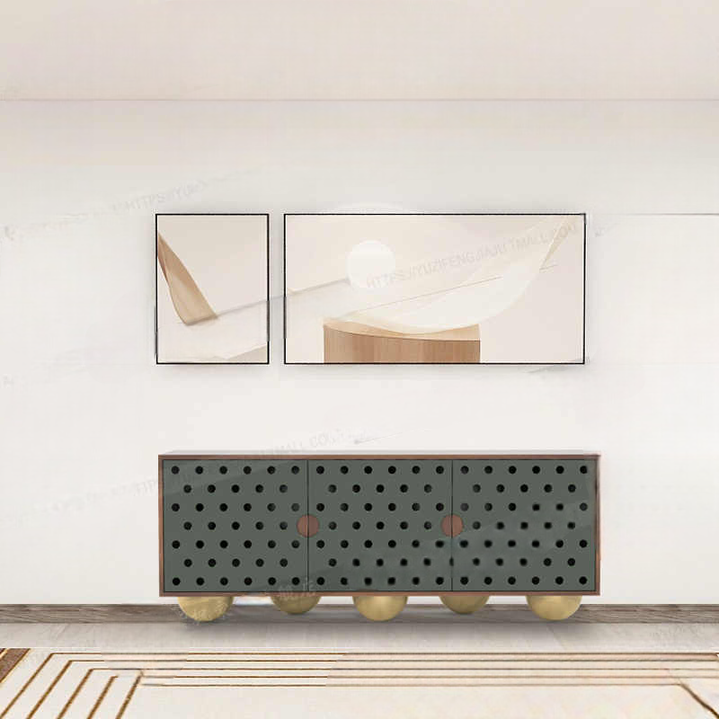 Minimalist Sideboard Cabinet, Creative Entryway Buffet with Gold Ball Legs, Modern Living Room Storage