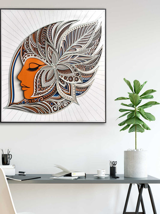 Custom Color Layered Wood Art Wall Decor – Modern 3D Female Face Sculpture, Artistic Wall Hanging for Living Room, Dining Room, Entryway – Creative Housewarming Gift, Aluminum Frame