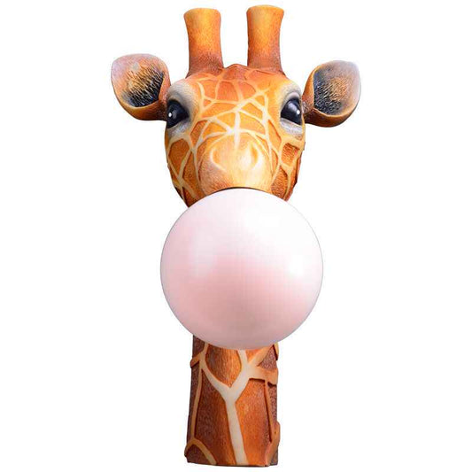 Cartoon Giraffe Wall Lamp, Creative Resin Animal Head Kids’ Bedroom/Bedside/Living Room/Study Cute Animal Decor Sconce