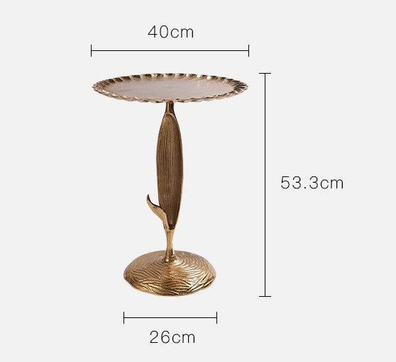 Aluminum Sunflower Side Table, Scalloped Edge Accent Table from India, Luxury Round Tea Table with Floral Design