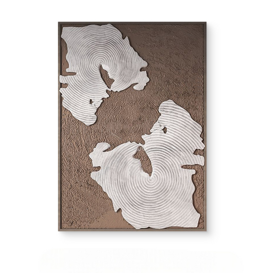 Minimalist 3D Relief Sculptural Wall Art – Hand-Painted Abstract Textured Oil Painting, Living Room & Entryway, Solid Wood Frame