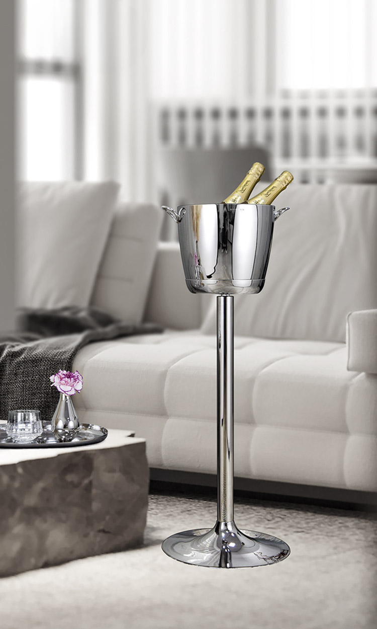 Minimalist Luxury Tall Wine Ice Bucket – Double-Loop Standing Champagne Cooler, Stainless Steel 6L, For Home & Hospitality Decor