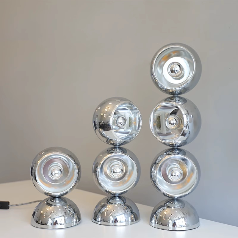 Chrome Ball Art Table Lamp, Designer Rotating Three-Head Ambient Light for Living Room, Sofa Side, Bedroom