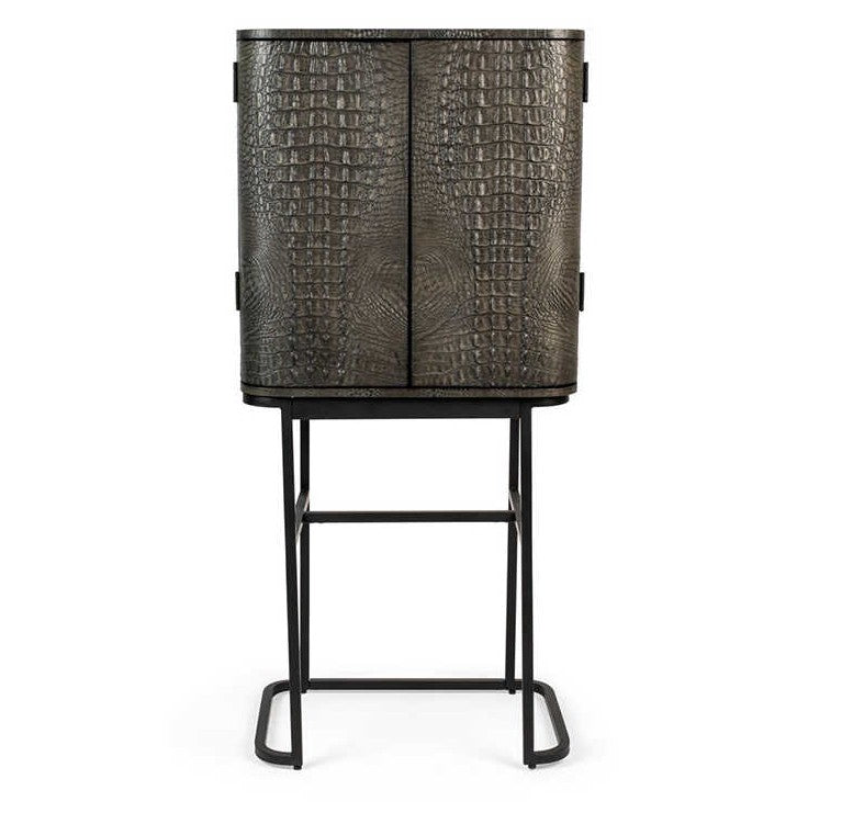 Luxury Rattan-Wrapped Bar Cabinet with Brass Stand – Modern Cocktail Storage Cabinet with Wine Glass Holders, Designer Home Bar Furniture for Living Room