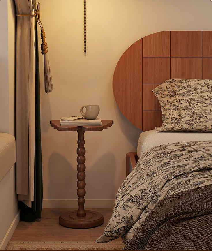 Vintage Solid Wood Side Table – Mid-Century Narrow Bedside Nightstand, Rustic Accent Table for Living Room, Bedroom, Balcony, Sofa, Coffee & Cup Table