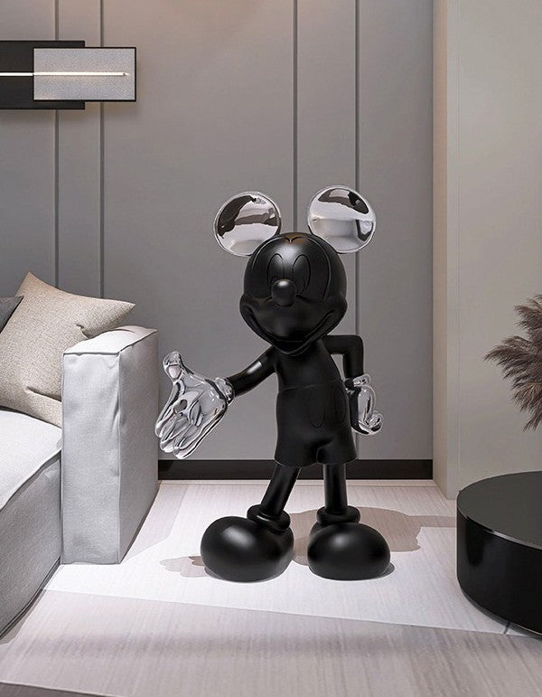 Luxury Mickey Mouse Love Gesture Floor Sculpture, Modern Resin Designer Figurine for Living Room, Entryway, Staircase Display