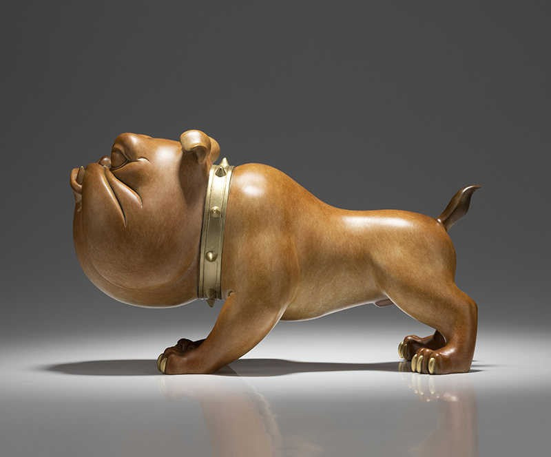 "Fierce Bulldog" Desktop Sculpture – Traditional Bronze Dog Figurine for Home Decor