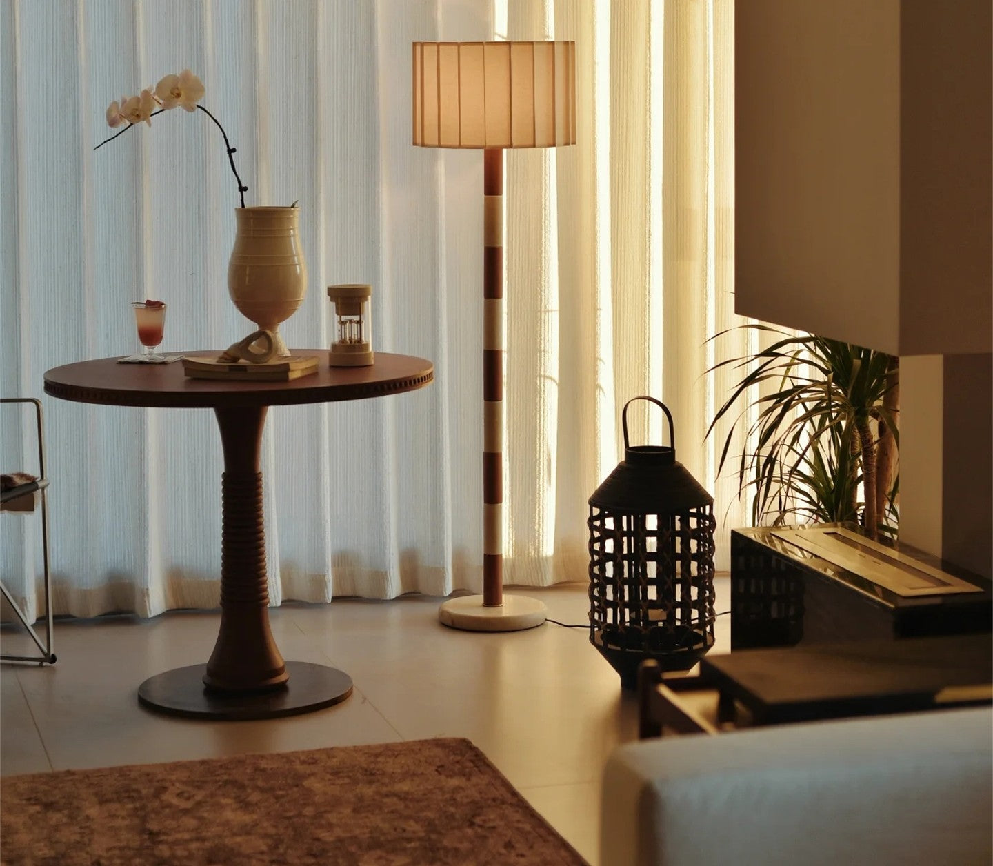Natural Travertine Floor Lamp, Minimalist Paper Shade Standing Light, Designer Living Room, Bedroom, Study Accent Lamp