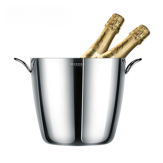 Minimalist Luxury Double-Loop Champagne/Wine/Ice Bucket – Tabletop Stainless Steel Cooler for Red Wine, Champagne, Beer