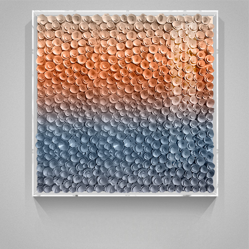 Modern 3D Wooden Floral Gradient Wall Art, Luxury Acrylic Box Frame, Entryway, Sofa Background & Living Room Decorative Panel