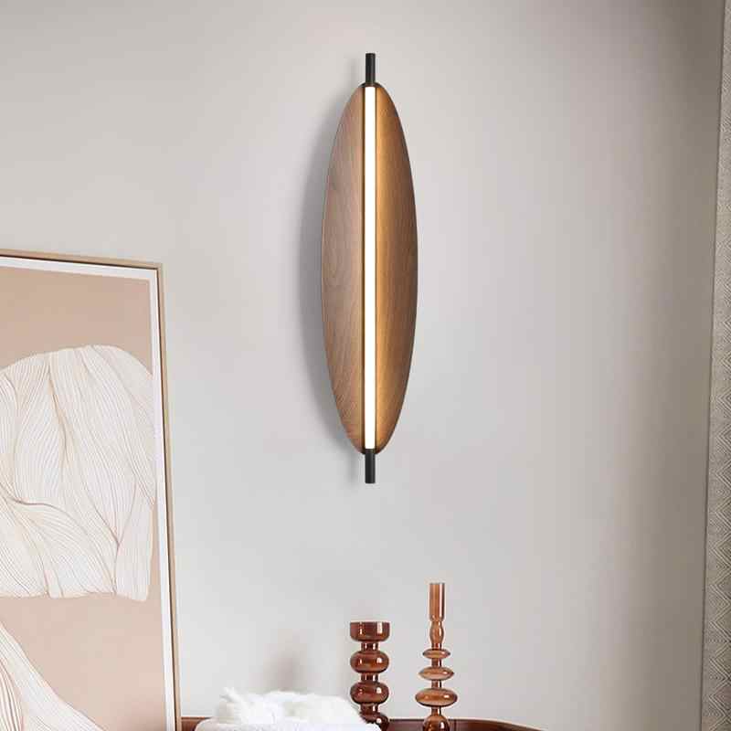 Designer Walnut Leaf Wall Sconce, Vintage Style – Bedroom, Living Room, Hotel Accent Lighting