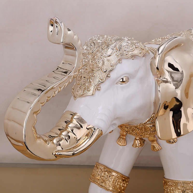 Grand Rose Gold Elephant Floor Sculpture – Luxury Oversized Resin Decorative Statue for Hotel, Lobby, Entryway, or Living Room
