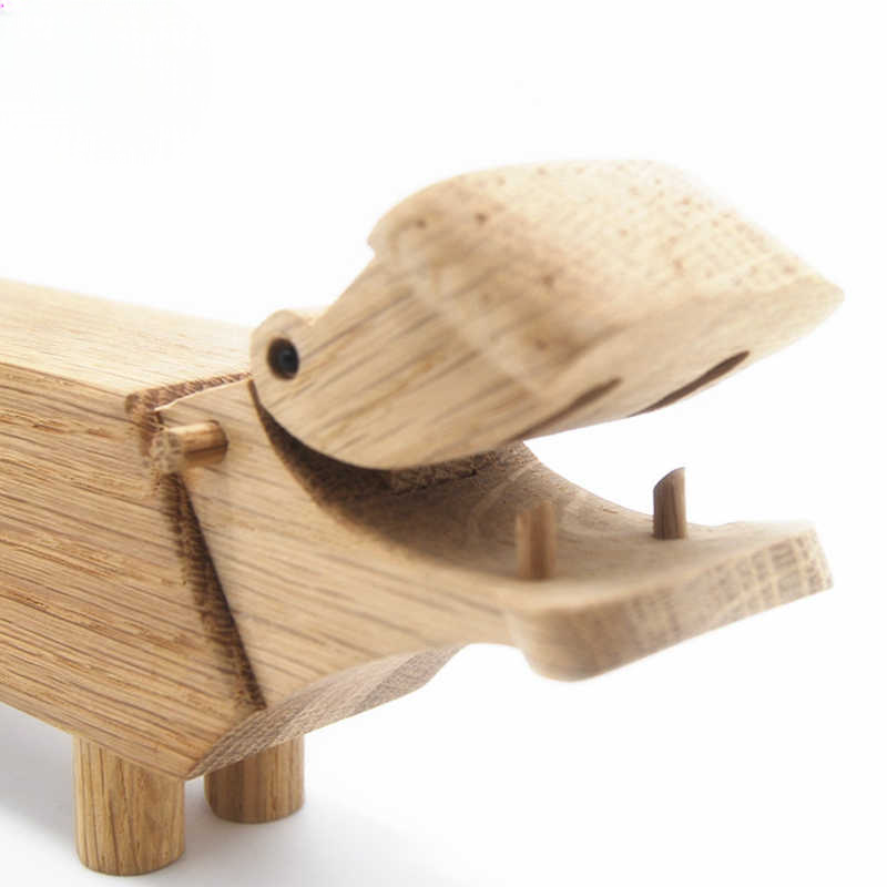 Wooden Hippo Figurine, Handmade Oak Animal Ornament for Desk, Shelf, or Gift – Minimalist Home Décor