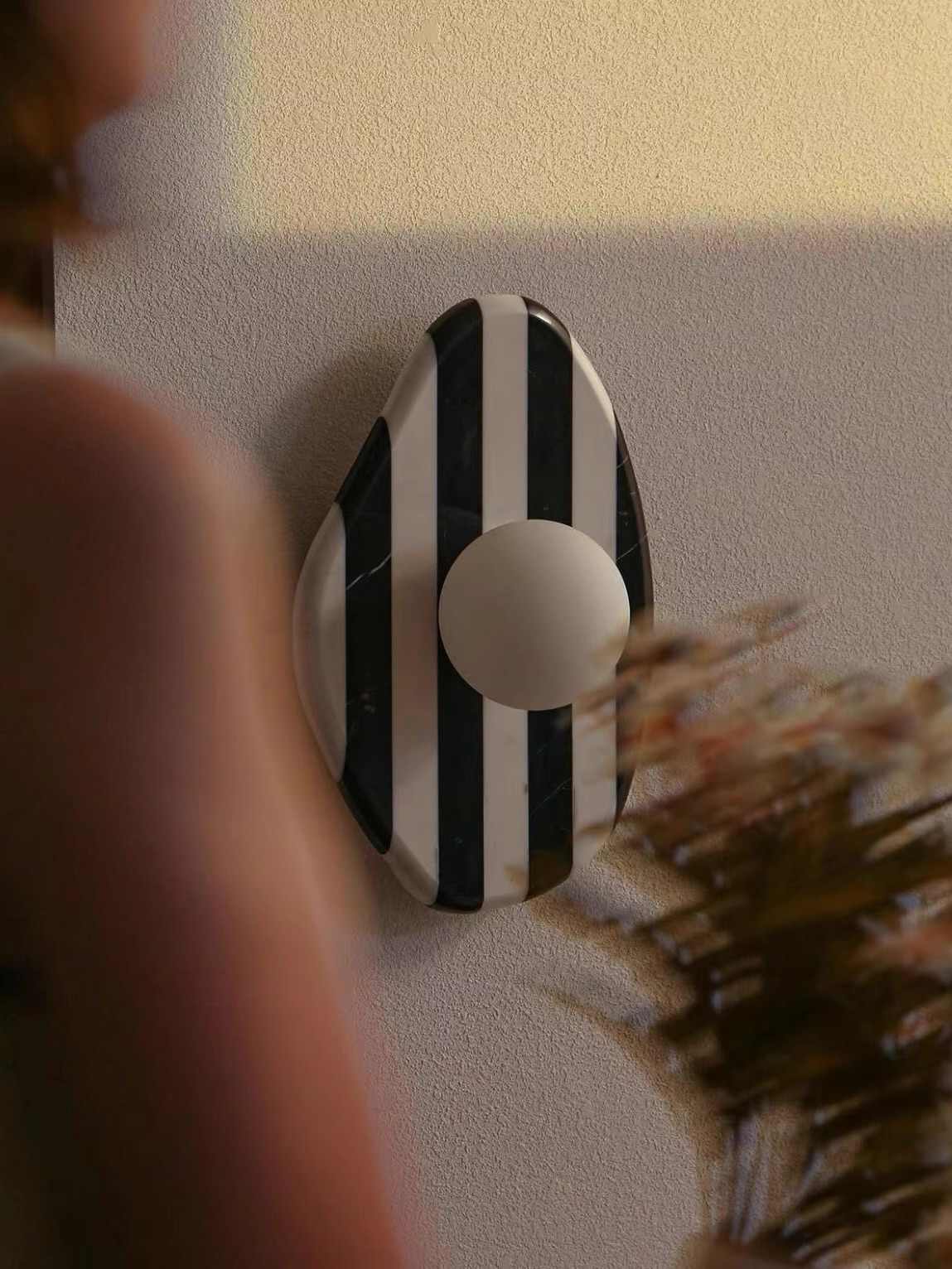 Natural Striped Marble Wall Lamp, Black & White Modern Vintage Living Room/Bedroom/Entryway Accent Light