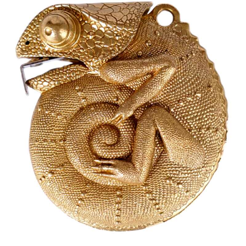 Premium Brass Chameleon Measuring Tape Keychain – Handcrafted Animal-Inspired EDC Tool with 6ft/2m Retractable Steel Tape, Original Wu Design