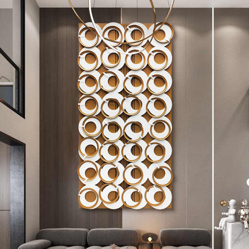 Luxury Modern Circular 3D Wood Relief Wall Art, Handcrafted Large Abstract Geometric Sculpture for Entryway, Villa, or Living Room, Unframed