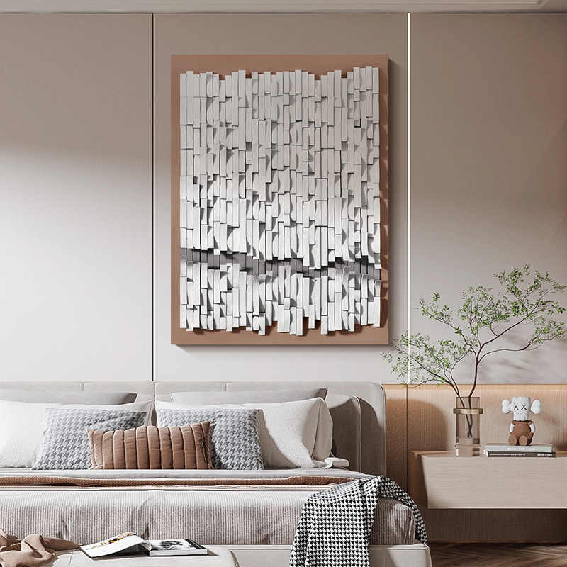 Luxury 3D Minimalist Geometric Wall Art – High-End Acrylic & Sandstone Handcrafted Living Room, Dining Room Statement Panel, Frameless