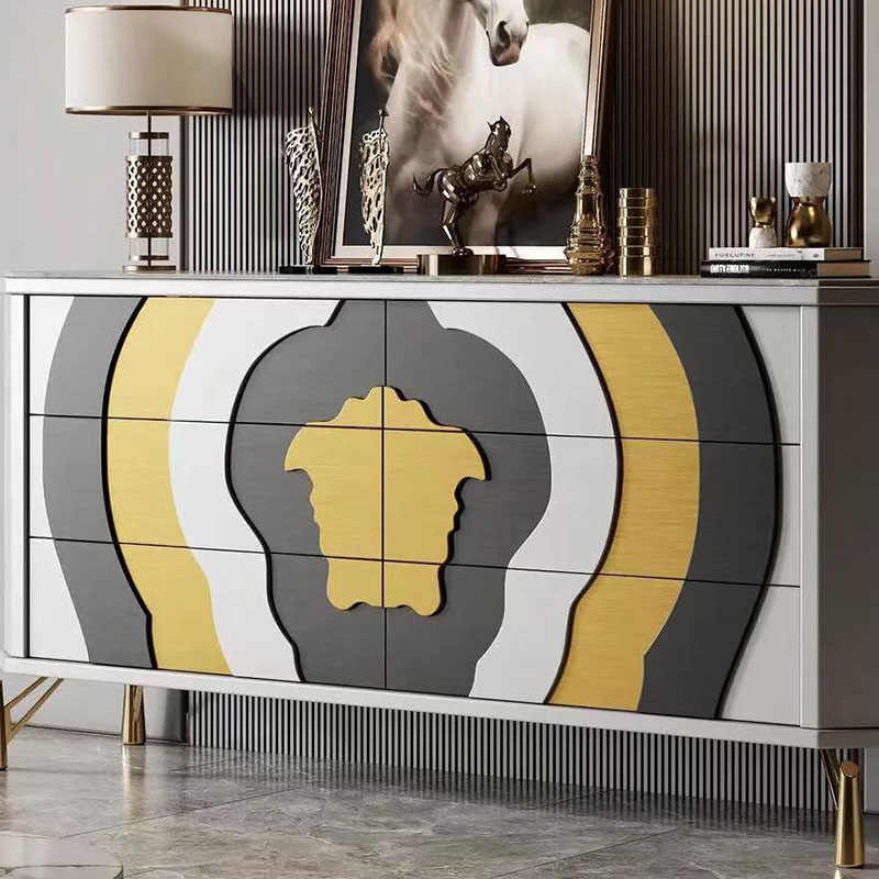 Luxury Modern Entryway Divider Cabinet, Extra-Thin High-Capacity 6-Drawer Sideboard for Living Room & Hallway