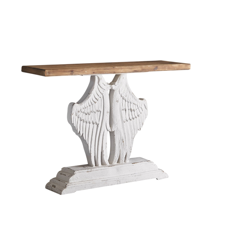 Vintage Farmhouse Console Table with Angel Wing Pedestal Base, Rustic Solid Wood Entryway Console Table, Narrow Hallway Sofa Table for Foyer, Living Room and Entryway