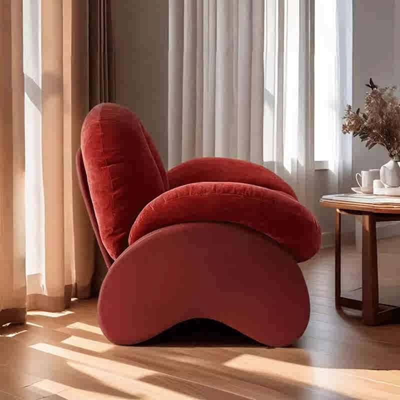 Contemporary Milan Blob Lounge Chair – Italian Minimalist Organic Sculptural Seating, Luxurious Velvet Upholstery with Curved Resin Base