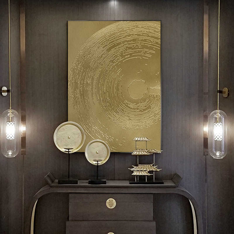 Luxury Gold Textured Metal Wall Art, Modern Abstract Embossed Panel, Large Faux Bronze Decorative Picture for Entryway Living Room Bedroom
