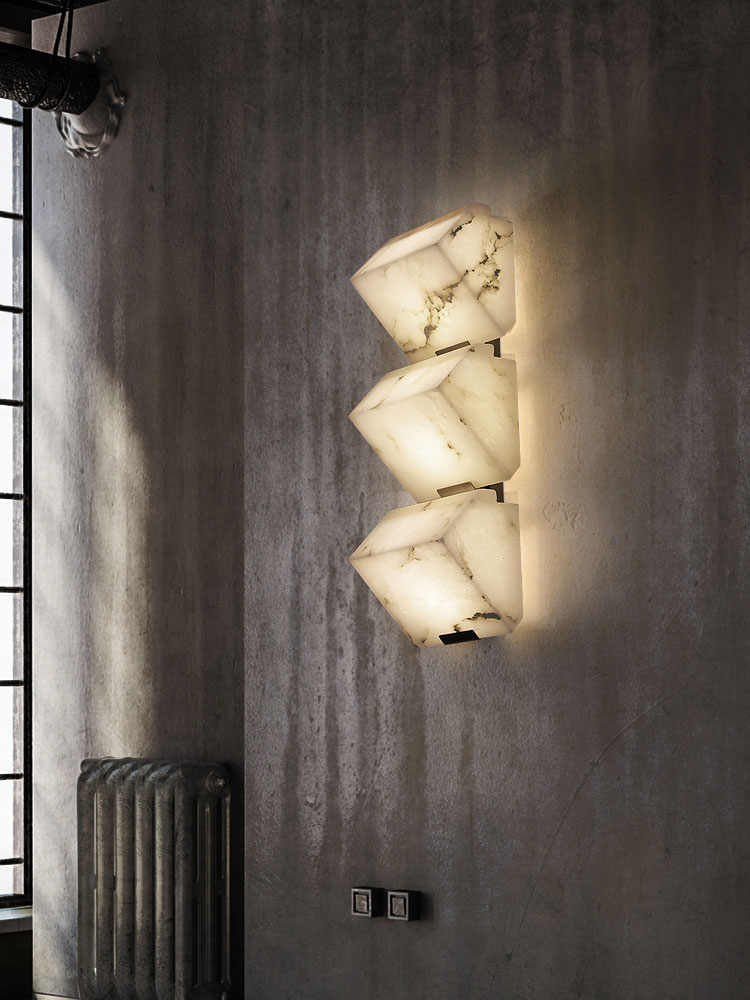 Luxury Cloud Stone Wall Sconce 3-Light, Waterproof Modern Marble Wall Lamp for Bedroom Restaurant Corridor Hotel, Contemporary Designer Lighting